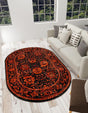 Black 5' 3 x 8' Lucerne Oval Area Rug 100% Polypropylene Traditional Classic Easy Clean Carpet for Kitchens, Living Rooms, Bedroom, Office for Sale at Rug Engine
