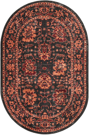 Black 5' 3 x 8' Lucerne Oval Area Rug 100% Polypropylene Traditional Classic Easy Clean Carpet for Kitchens, Living Rooms, Bedroom, Office for Sale at Rug Engine