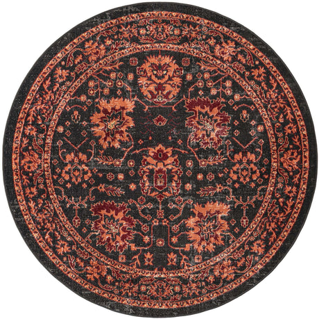 Black 6' 1 x 6' 1 Lucerne Round Area Rug 100% Polypropylene Traditional Classic Easy Clean Carpet for Kitchens, Living Rooms, Bedroom, Office for Sale at Rug Engine