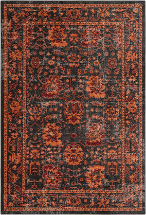 Black 6' 1 x 9' Lucerne Rectangle Area Rug 100% Polypropylene Traditional Classic Easy Clean Carpet for Kitchens, Living Rooms, Bedroom, Office for Sale at Rug Engine