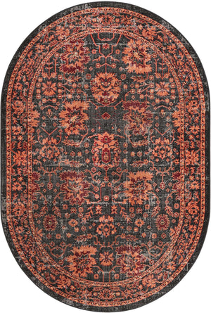Black 6' 1 x 9' Lucerne Oval Area Rug 100% Polypropylene Traditional Classic Easy Clean Carpet for Kitchens, Living Rooms, Bedroom, Office for Sale at Rug Engine