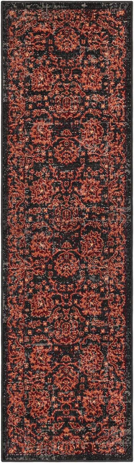 Black 2' x 7' 1 Lucerne Runner Area Rug 100% Polypropylene Traditional Classic Easy Clean Carpet for Kitchens, Living Rooms, Bedroom, Office for Sale at Rug Engine