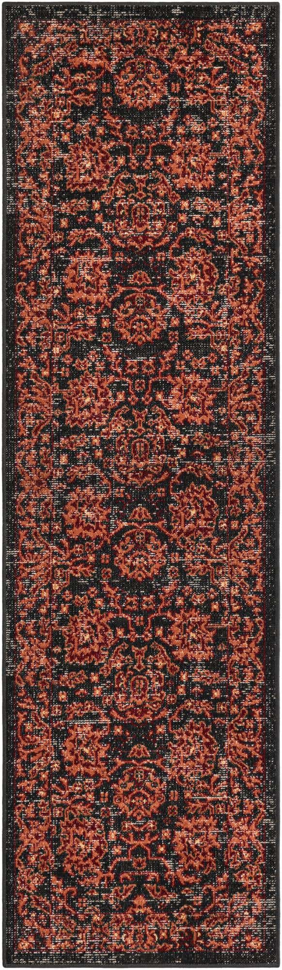 Black 2' x 7' 1 Lucerne Runner Area Rug 100% Polypropylene Traditional Classic Easy Clean Carpet for Kitchens, Living Rooms, Bedroom, Office for Sale at Rug Engine