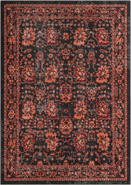 Black 7' 1 x 10' Lucerne Rectangle Area Rug 100% Polypropylene Traditional Classic Easy Clean Carpet for Kitchens, Living Rooms, Bedroom, Office for Sale at Rug Engine