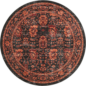 Black 7' 10 x 7' 10 Lucerne Round Area Rug 100% Polypropylene Traditional Classic Easy Clean Carpet for Kitchens, Living Rooms, Bedroom, Office for Sale at Rug Engine