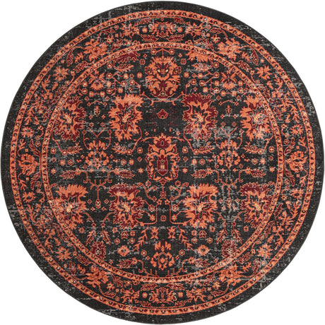 Black 7' 10 x 7' 10 Lucerne Round Area Rug 100% Polypropylene Traditional Classic Easy Clean Carpet for Kitchens, Living Rooms, Bedroom, Office for Sale at Rug Engine