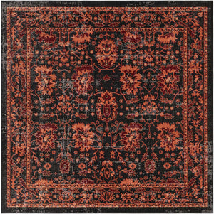 Black 7' 10 x 7' 10 Lucerne Square Area Rug 100% Polypropylene Traditional Classic Easy Clean Carpet for Kitchens, Living Rooms, Bedroom, Office for Sale at Rug Engine