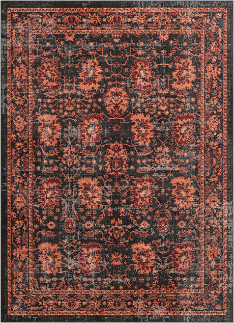 Black 7' 10 x 11' Lucerne Rectangle Area Rug 100% Polypropylene Traditional Classic Easy Clean Carpet for Kitchens, Living Rooms, Bedroom, Office for Sale at Rug Engine