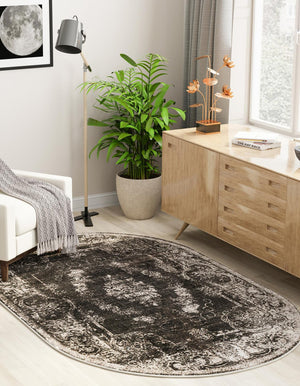 Charcoal 6' 1 x 9' Aarhus Oval Area Rug 100% Polypropylene With Jute Foundation Living Room Bedroom Carpet for Sale at Rug Engine