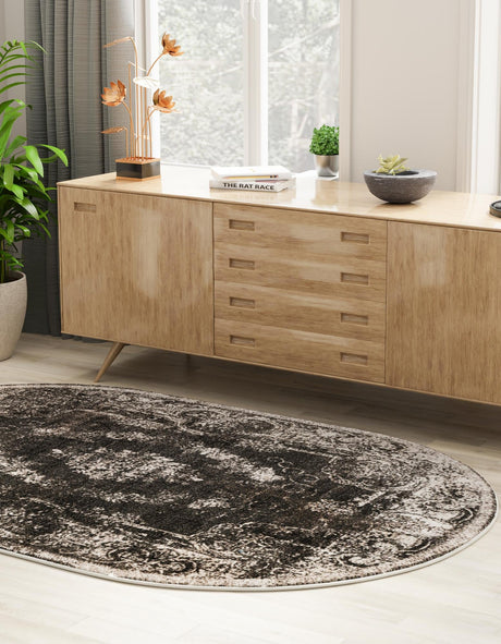 Charcoal 3' 3 x 5' 3 Aarhus Oval Area Rug 100% Polypropylene With Jute Foundation Living Room Bedroom Carpet for Sale at Rug Engine