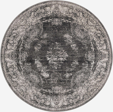 Charcoal 6' 1 x 6' 1 Aarhus Round Area Rug 100% Polypropylene With Jute Foundation Living Room Bedroom Carpet for Sale at Rug Engine