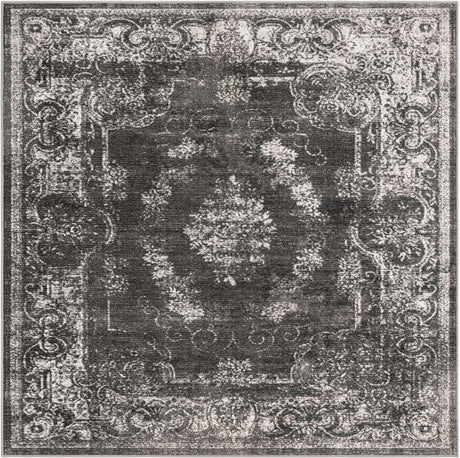 Charcoal 6' 1 x 6' 1 Aarhus Square Area Rug 100% Polypropylene With Jute Foundation Living Room Bedroom Carpet for Sale at Rug Engine