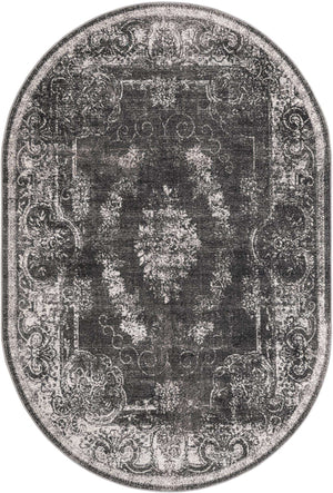 Charcoal 6' 1 x 9' Aarhus Oval Area Rug 100% Polypropylene With Jute Foundation Living Room Bedroom Carpet for Sale at Rug Engine