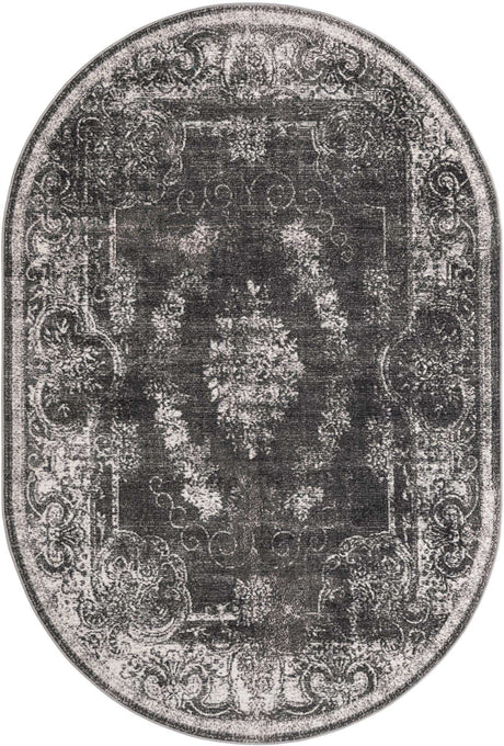 Charcoal 6' 1 x 9' Aarhus Oval Area Rug 100% Polypropylene With Jute Foundation Living Room Bedroom Carpet for Sale at Rug Engine