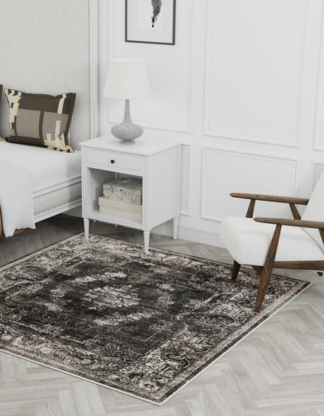 Charcoal 7' 10 x 7' 10 Aarhus Square Area Rug 100% Polypropylene With Jute Foundation Living Room Bedroom Carpet for Sale at Rug Engine