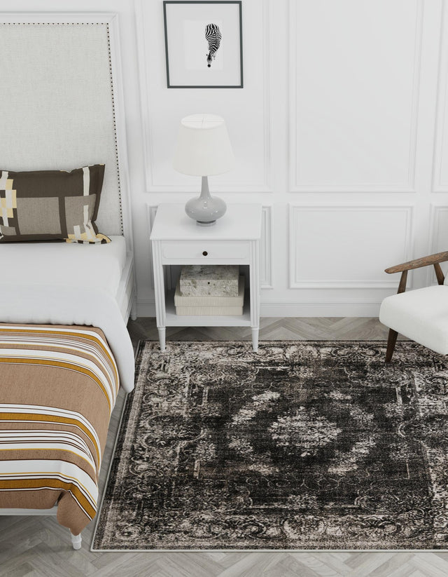 Charcoal 7' 10 x 7' 10 Aarhus Square Area Rug 100% Polypropylene With Jute Foundation Living Room Bedroom Carpet for Sale at Rug Engine