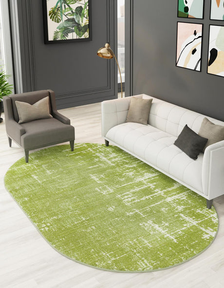 Green 6' 1 x 9' Valencia Oval Area Rug Modern Abstract Durable Carpet for Living Room, Dining, Office, Bedrooms, Dorm Rooms for Sale at Rug Engine
