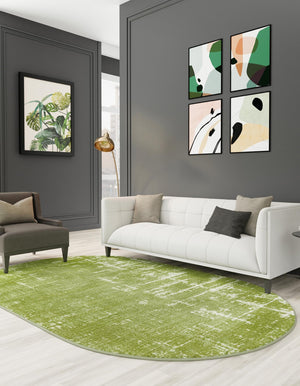 Green 6' 1 x 9' Valencia Oval Area Rug Modern Abstract Durable Carpet for Living Room, Dining, Office, Bedrooms, Dorm Rooms for Sale at Rug Engine