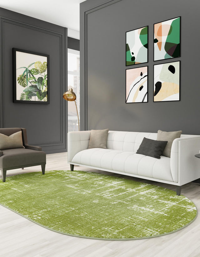Green 6' 1 x 9' Valencia Oval Area Rug Modern Abstract Durable Carpet for Living Room, Dining, Office, Bedrooms, Dorm Rooms for Sale at Rug Engine