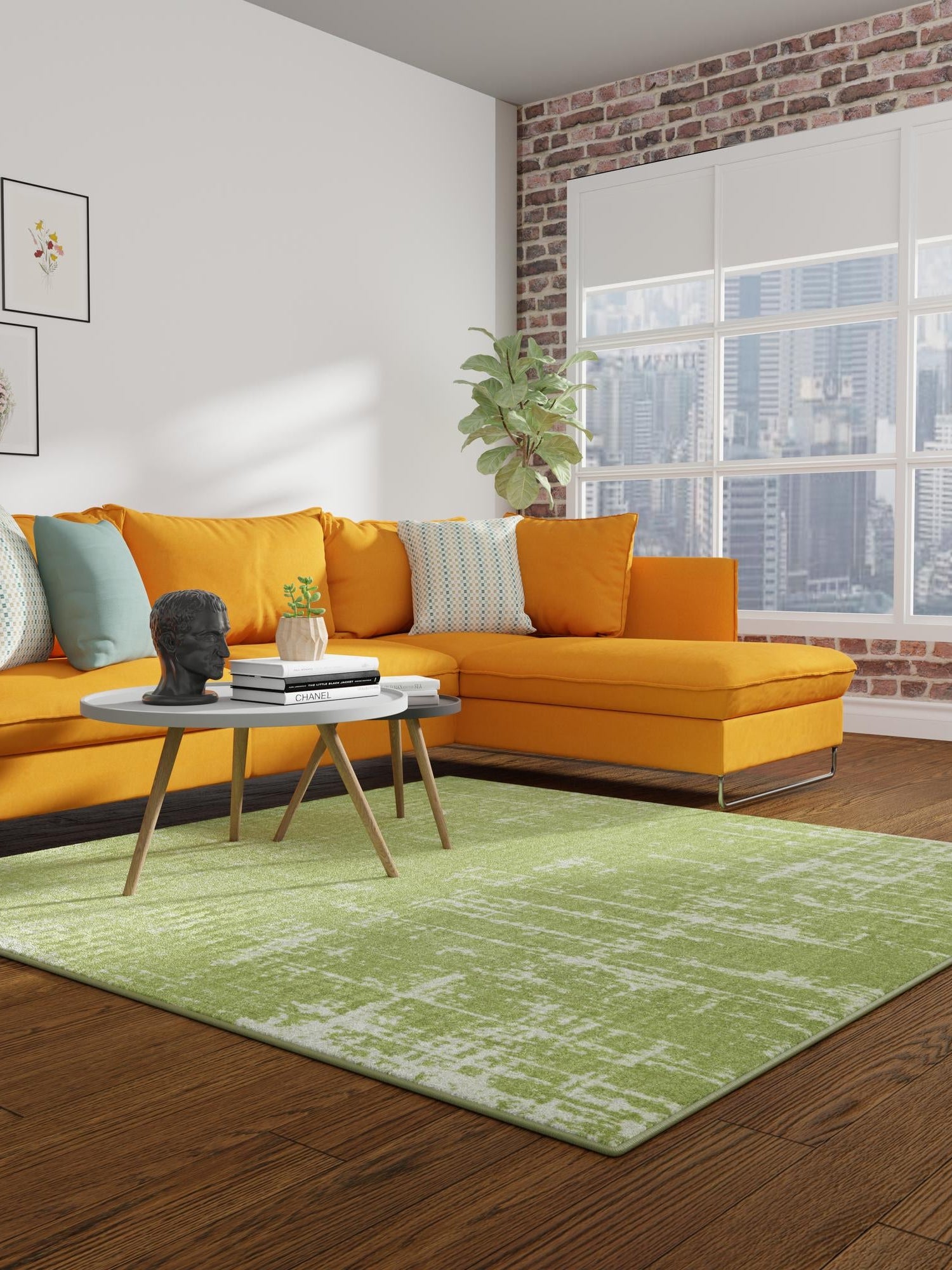 Green 6' 1 x 6' 1 Valencia Square Area Rug Modern Abstract Durable Carpet for Living Room, Dining, Office, Bedrooms, Dorm Rooms for Sale at Rug Engine