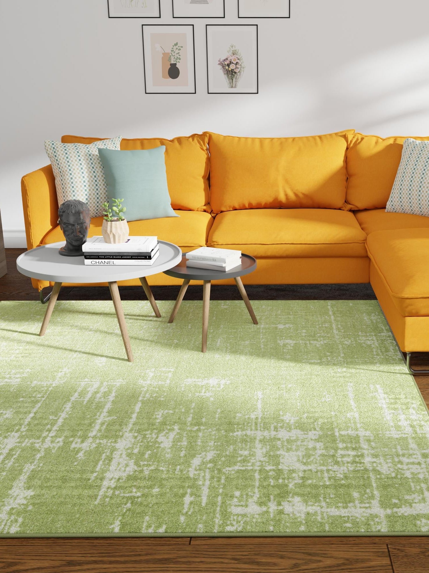 Green 6' 1 x 6' 1 Valencia Square Area Rug Modern Abstract Durable Carpet for Living Room, Dining, Office, Bedrooms, Dorm Rooms for Sale at Rug Engine
