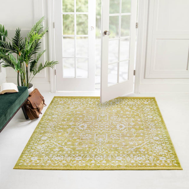 Light Green 6' 1 x 6' 1 New Classical Square Area Rug 70% Polypropylene & 30% Polyester Traditional Vintage Distressed Carpet for Interior Design Home Decor for Sale at Rug Engine