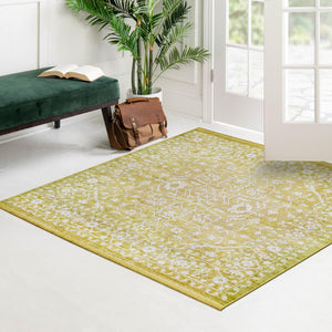 Light Green 6' 1 x 6' 1 New Classical Square Area Rug 70% Polypropylene & 30% Polyester Traditional Vintage Distressed Carpet for Interior Design Home Decor for Sale at Rug Engine