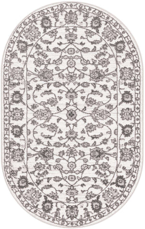 White Gray 3' 3 x 5' 3 Boston Oval Area Rug 55% Polypropylene & 45% Polyester Easy Clean Traditional Classical Carpet for Contemporary Living Dining Room Office Space for Sale at Rug Engine