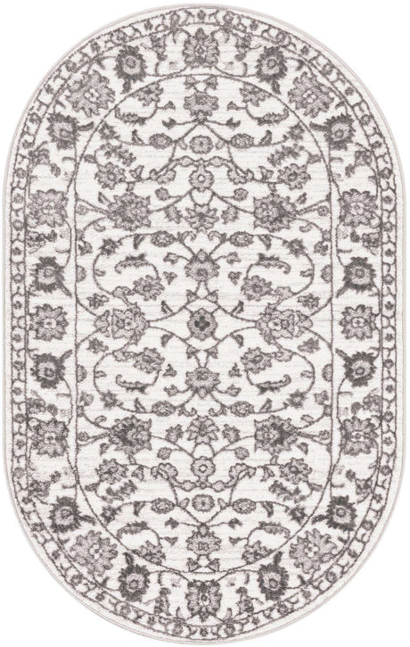 White Gray 3' 3 x 5' 3 Boston Oval Area Rug 55% Polypropylene & 45% Polyester Easy Clean Traditional Classical Carpet for Contemporary Living Dining Room Office Space for Sale at Rug Engine