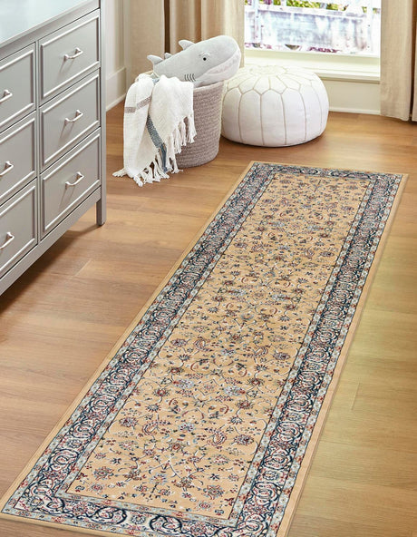 Beige 2' 7 x 10' Narenj Runner Area Rug 85% Polypropylene & 15% Polyester Traditional Classic Carpet for Living, Dining, Bedrooms, Office for Sale at Rug Engine