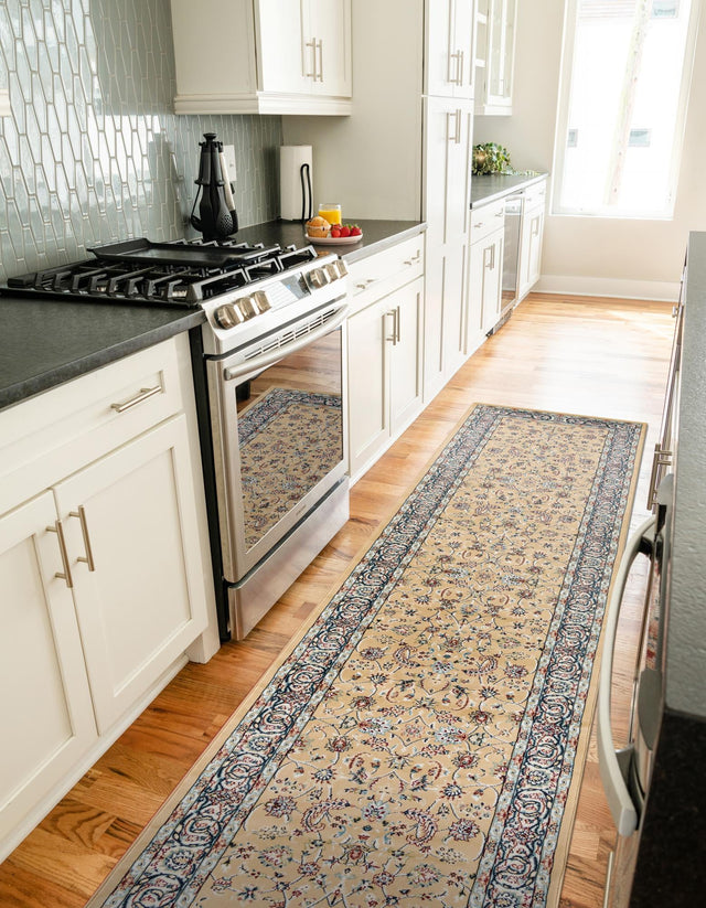 Beige 2' 7 x 10' Narenj Runner Area Rug 85% Polypropylene & 15% Polyester Traditional Classic Carpet for Living, Dining, Bedrooms, Office for Sale at Rug Engine