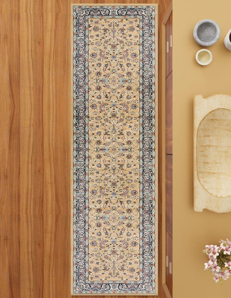 Beige 2' 7 x 10' Narenj Runner Area Rug 85% Polypropylene & 15% Polyester Traditional Classic Carpet for Living, Dining, Bedrooms, Office for Sale at Rug Engine