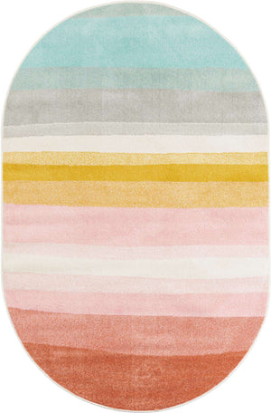 Multicolor 5' 3 x 8' Whimsy Kids Oval Rug