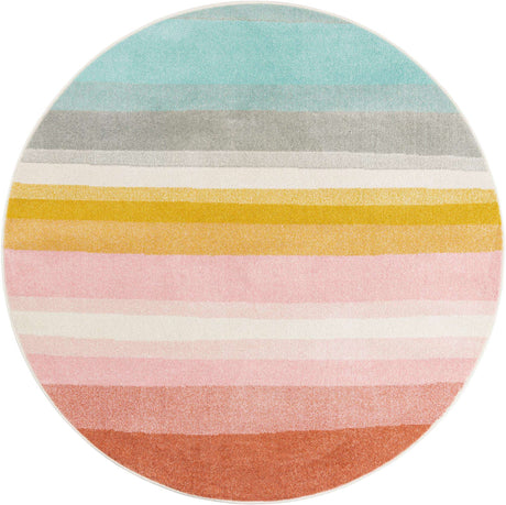 Multicolor 6' 1 x 6' 1 Whimsy Kids Round Rug
