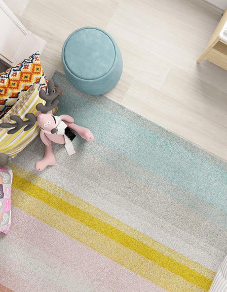 Multicolor 7' 10 x 7' 10 Whimsy Kids Square Area Rug for Baby Nursery, Toddler Playroom,  Bedrooms Playful Fun Design Easy Clean Carpet for Sale at Rug Engine