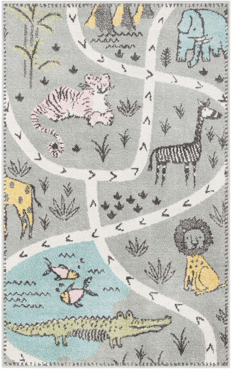 Gray 3' 3 x 5' 3 Whimsy Kids Rectangle Rug