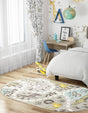 Gray 5' 3 x 8' Whimsy Kids Oval Rug