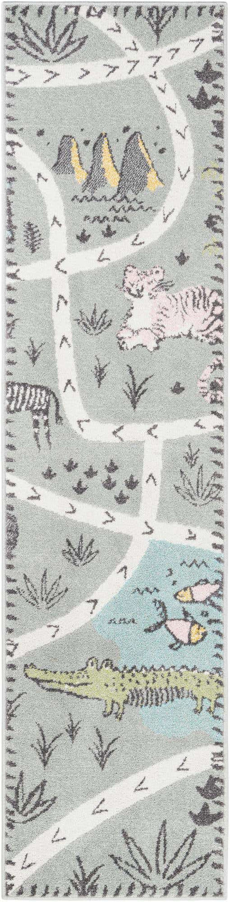 Gray 2' x 8' Whimsy Kids Runner Rug