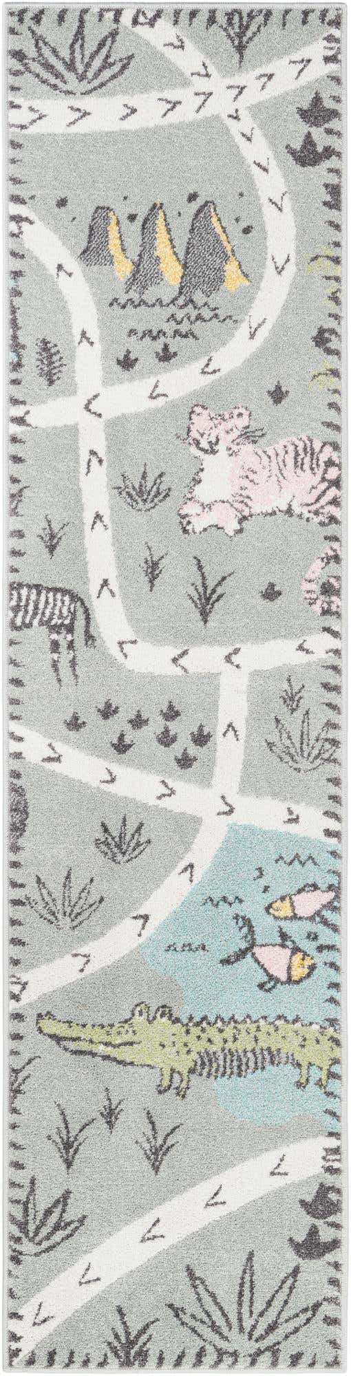 Gray 2' x 8' Whimsy Kids Runner Rug