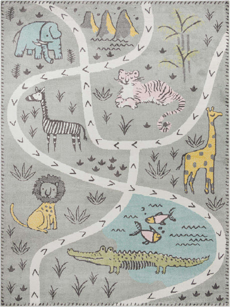 Gray 9' x 12' Whimsy Kids Rectangle Rug