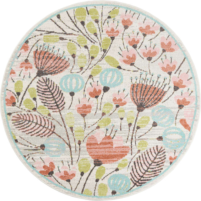 Ivory 6' 1 x 6' 1 Whimsy Kids Round Rug