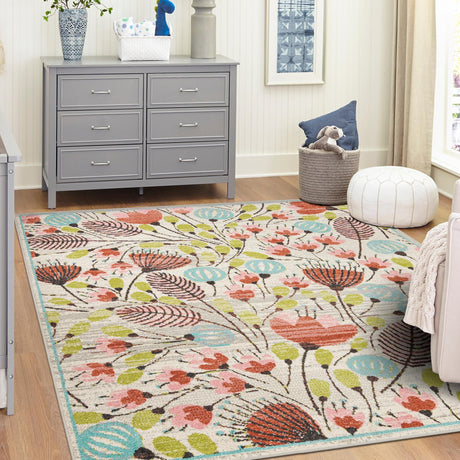 Ivory 7' 10 x 7' 10 Whimsy Kids Square Area Rug for Baby Nursery, Toddler Playroom,  Bedrooms Playful Fun Design Easy Clean Carpet for Sale at Rug Engine
