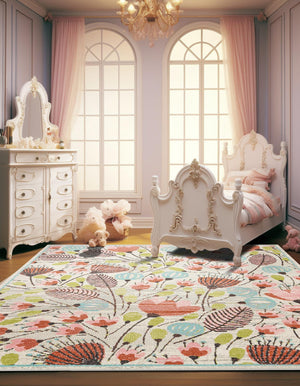 Ivory 8' x 8' Whimsy Kids Square Rug