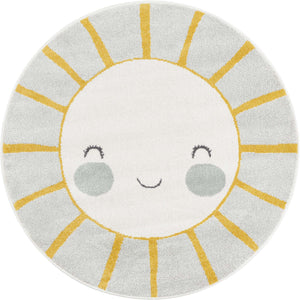Gray 4' 1 x 4' 1 Whimsy Kids Round Rug