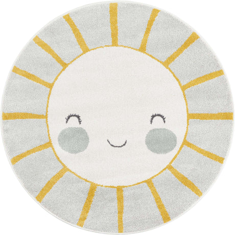Gray 4' 1 x 4' 1 Whimsy Kids Round Rug