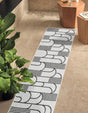 White and Black 2' x 6' 1 Outdoor Modern Runner Area Rug Weather Resistant for Patio, Deck, Terrace, Balcony, Porch 100% Polypropylene Modern Outside Carpet for Sale at Rug Engine