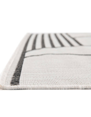 White and Black 3' x 12' Outdoor Modern Runner Rug