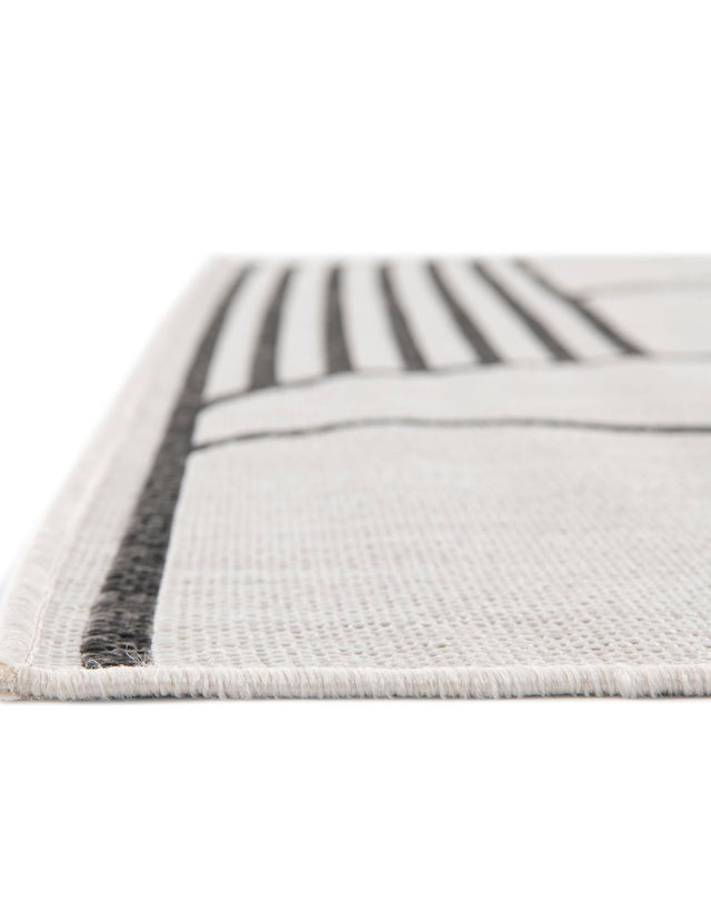 White and Black 2' x 5' 3 Outdoor Modern Runner Area Rug Weather Resistant for Patio, Deck, Terrace, Balcony, Porch 100% Polypropylene Modern Outside Carpet for Sale at Rug Engine