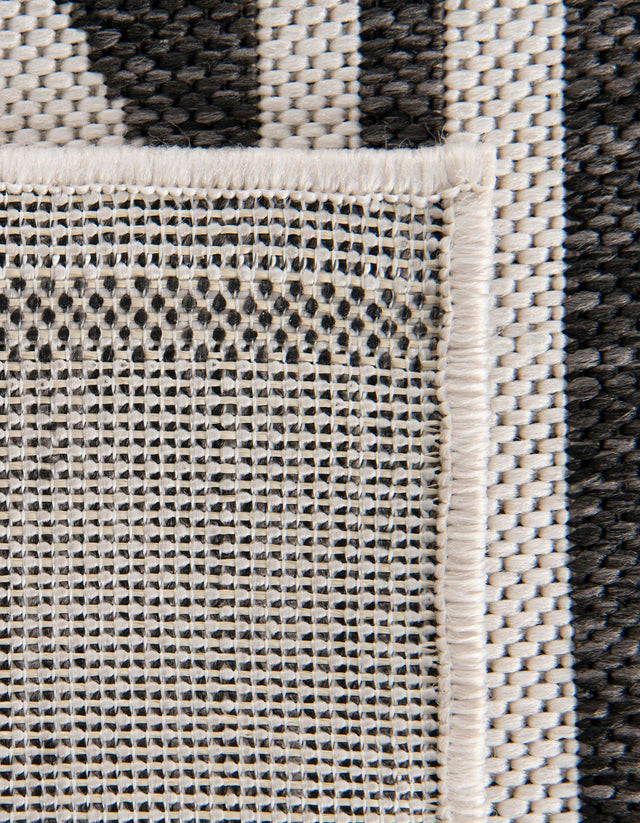 White and Black 3' x 12' Outdoor Modern Runner Rug