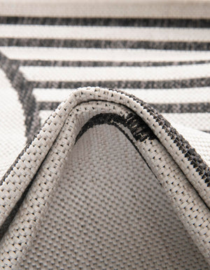 White and Black 10' x 10' Outdoor Modern Square Area Rug Weather Resistant for Patio, Deck, Terrace, Balcony, Porch 100% Polypropylene Modern Outside Carpet for Sale at Rug Engine